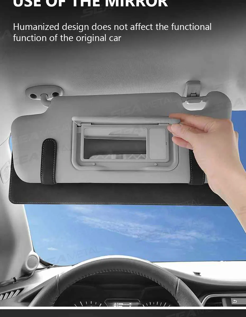 BLALION Verstellbare Auto-Sonnenblenden-Verlängerung, schnelle Installation, Wildleder-Sonnenblende-Aufsatz, geeignet für sicheres Fahrerlebnis – Detail 6
