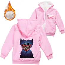 Game Poppy Playtime Clothes Kids Coats for Girls Zipper Fur Jacket Teenager Boy Warm Thick Velvet Hoody Jackets Children Outwear