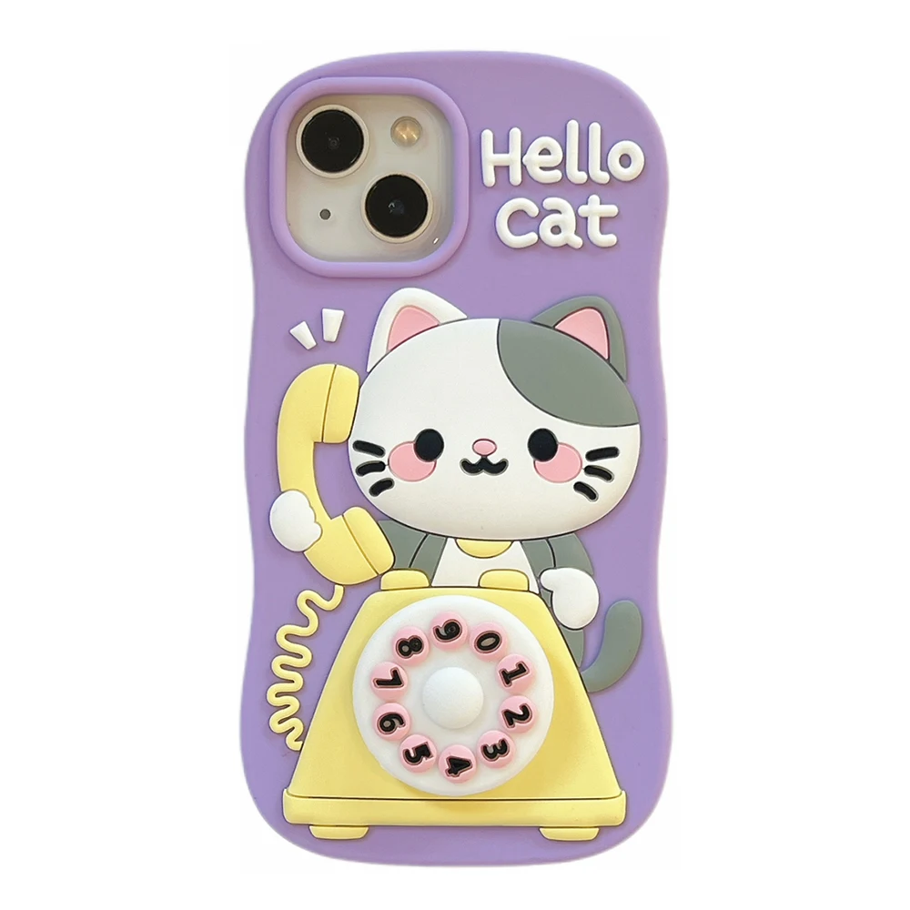 Kawaii Hello Cat 3D Cartoon Silicone Phone Case