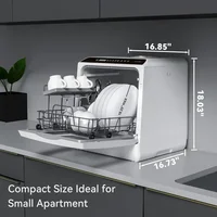 QWHermitlux Countertop Dishwasher,5 Washing Programs Portable Dishwasher With 5-Liter Built-in Water Tank For Glass Door 2