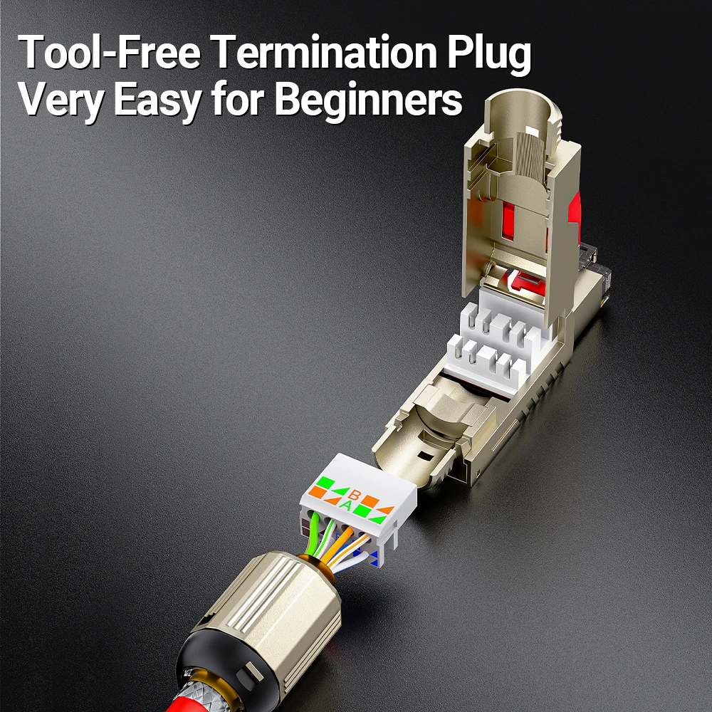 Ampcom Liga de Zinco Campo Terminação Plug Conector Rj45 Ferramenta Cat8 Stp Plugs Modulares Blindados Cat7 Cat6a 40gbps 2000mhz - Imagem 3