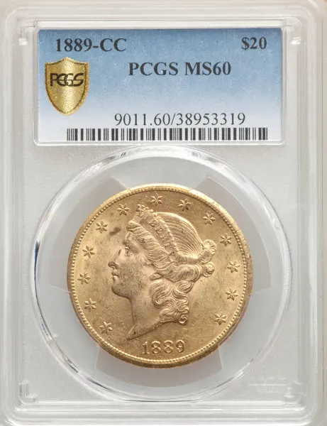 

1889 CC American Coin $20 - 24k Gold Plated Tungsten - Graded PCGS NGC MS60 - High Quality Sealed - Non-Magnetic