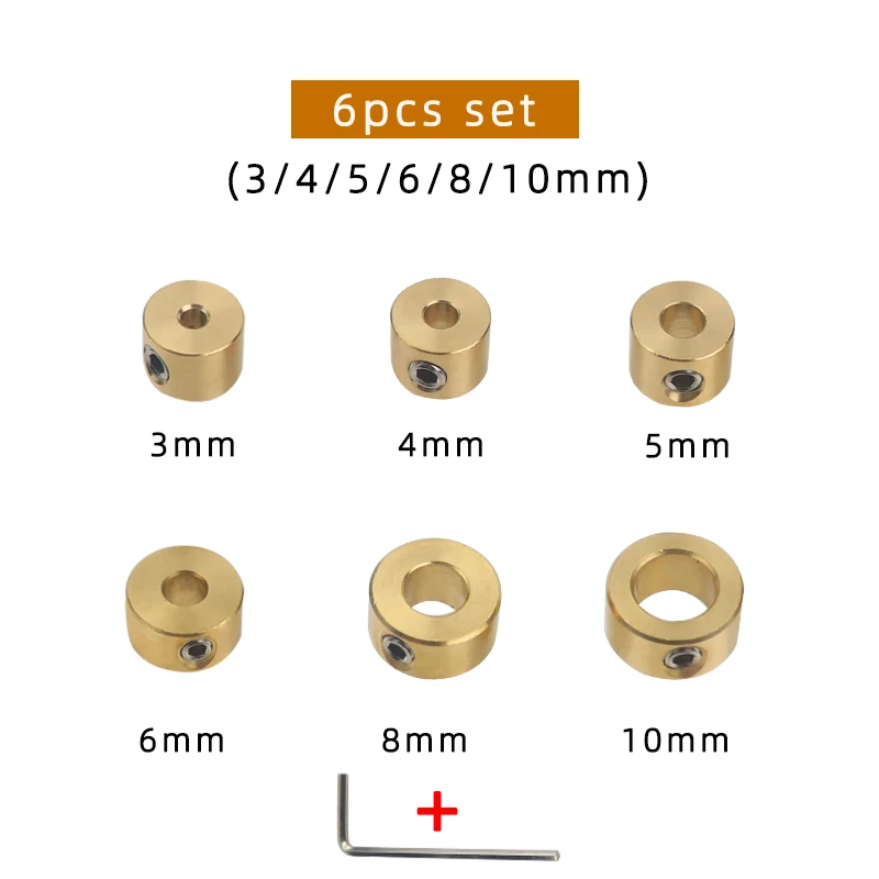 Adjustable Brass Depth Stop Collar with Hex Wrench for Precision Woodworking