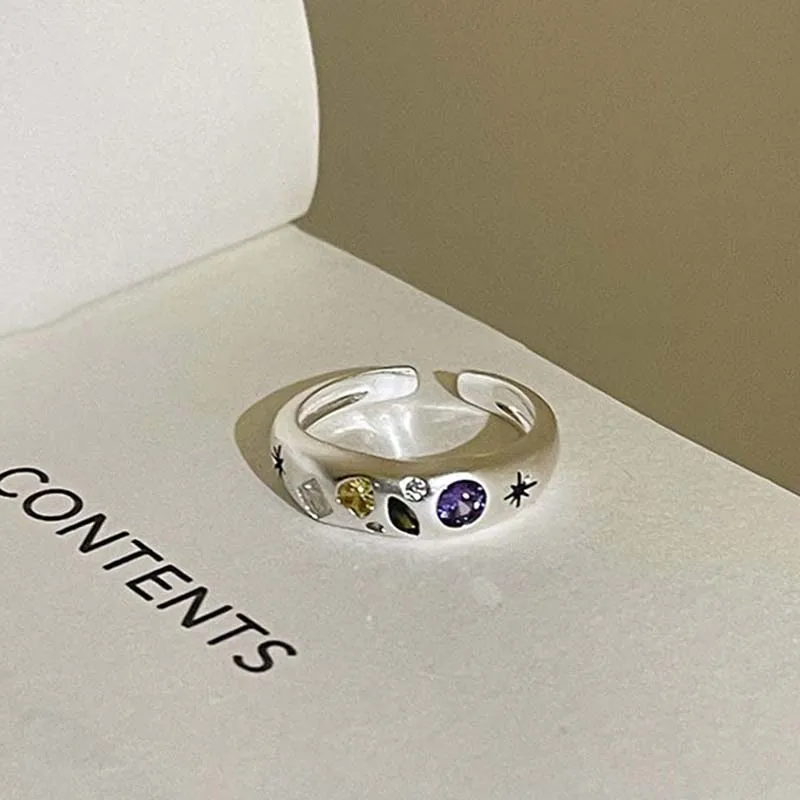 Mode Bunte Zirkon Einstellbare Ring für Frauen Süße Design Geometrische Herz Kristall Finger Y2K Zubehör Edlen Schmuck Geschenke – Detail 10
