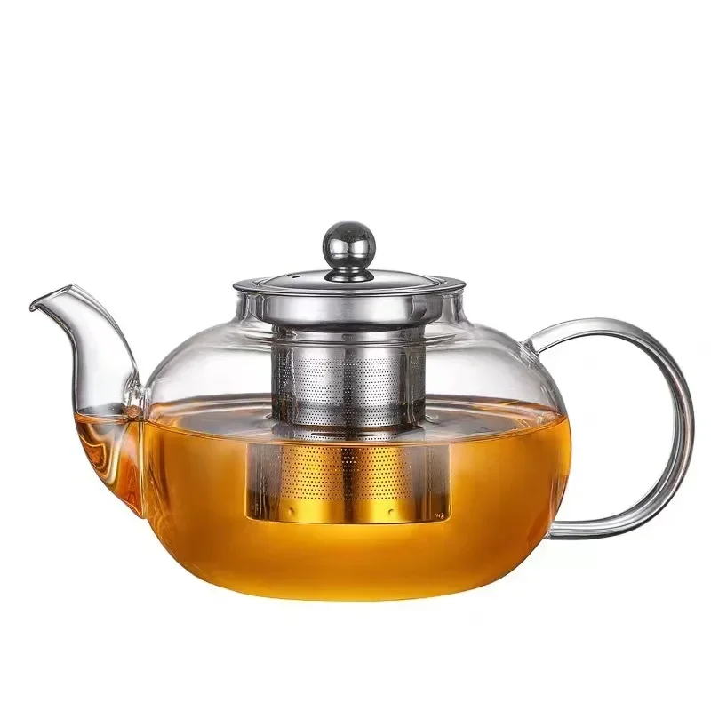 Glass Tea Pot Tea Pot Heat Resistant Glass Tea Pot Thicken Heated Container Tea Pot with Stainless Steel Infuser Clear Kettle