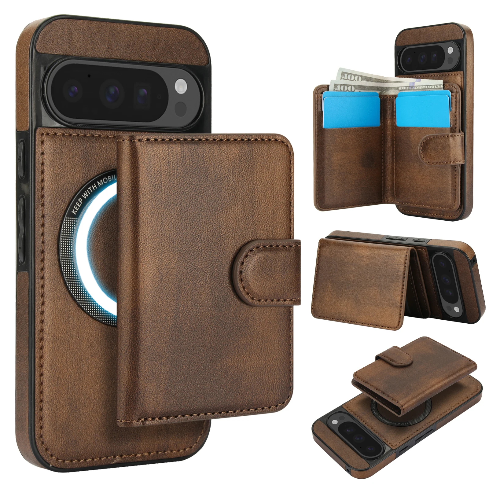 2-in-1 Detachable Magnetic Leather Wallet Case with Magsafe Charging