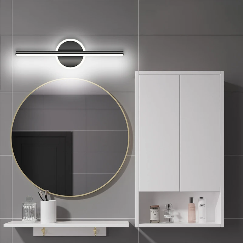 Modern LED Wall Lamp Black Mirror Light Dresser Bathroom Toilet  Long Strip Lamps Home Decor 40/60/80CM Led Lighting Lustre 3