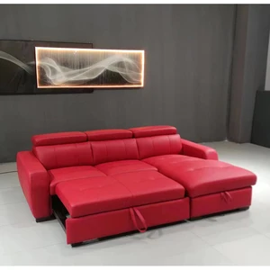 Угловой диван-трансформер MANBAS с функцией кровати и функциональными подголовниками, диван-кровать с хранилищем, итальянский диван из натуральной кожи