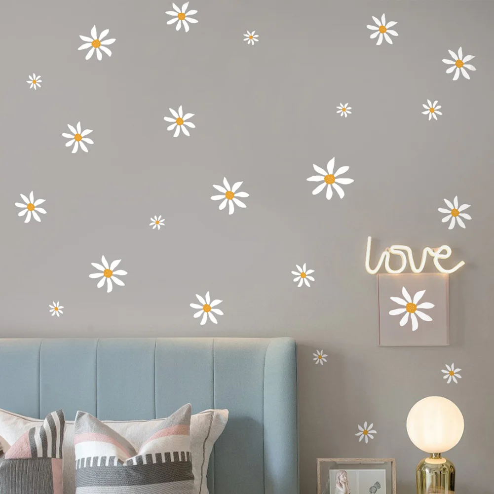 

D5 Diy Cartoon Little Daisy Wall Sticker Living Kids Room Background Home Decoration Mural Bedroom Decor Self-adhesive Wallpaper