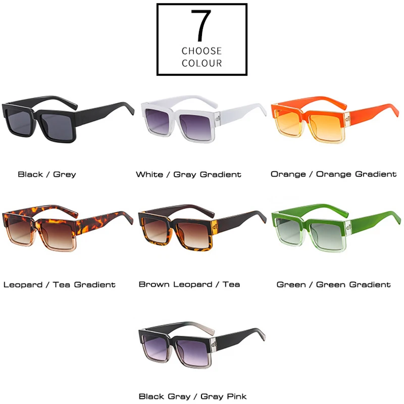 SHAUNA Retro Vierkante Zonnebril Damesmode Dubbele Kleurverloop Shades UV400 Heren Trending Oranje Groene Zonnebril_voghion.com