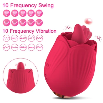 Rose Sex Toy with Tongue Licking Vibrator Female for Women G spot Nipple Stimulation USB Rechargeable Vibrating Machine Clitoral 2