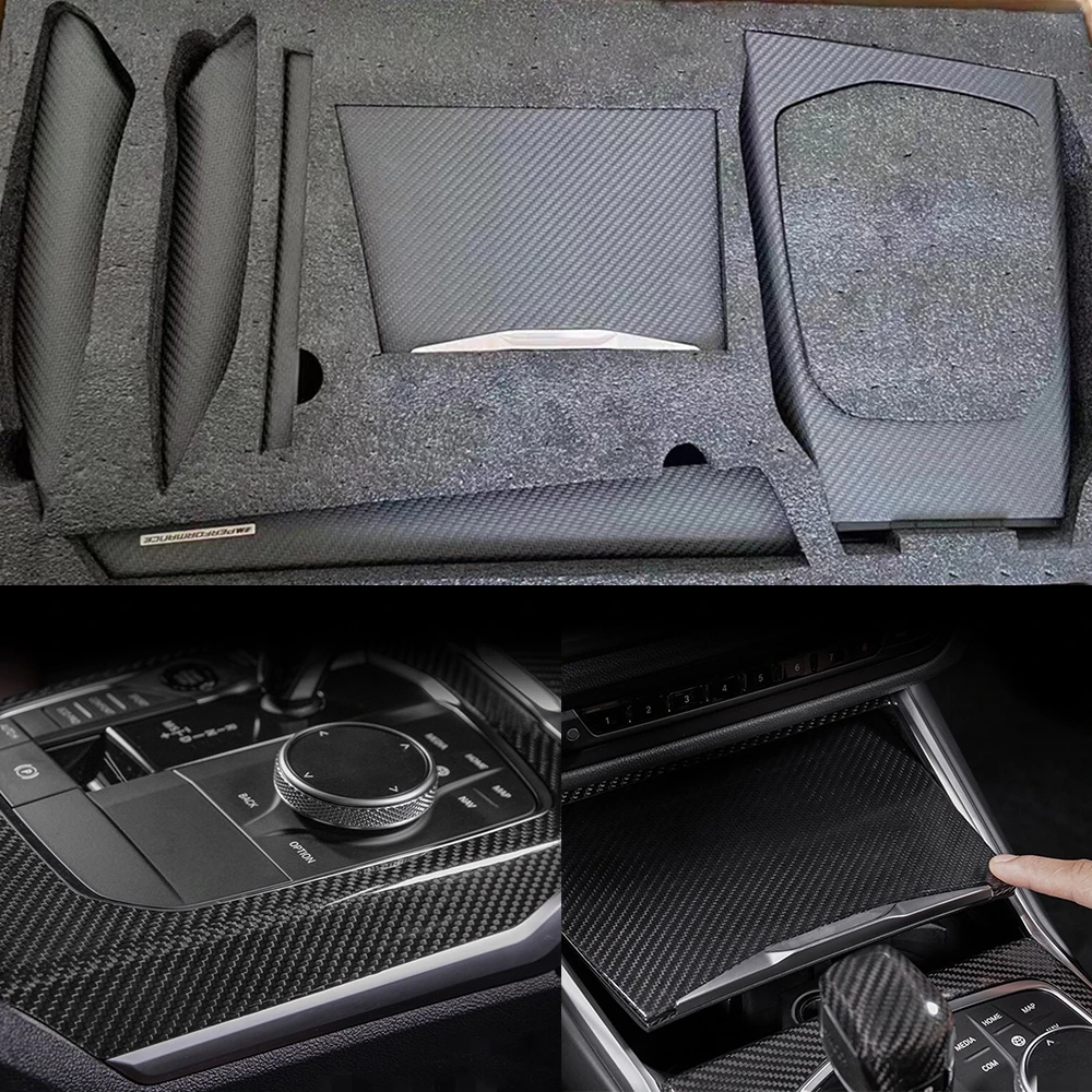 

6pcs Real Carbon Fiber Air Vent Cover Gear Panel Sticker Centre Console Dashboard Trim For BMW 3 4 Series G20 G21 G28 G22 G23