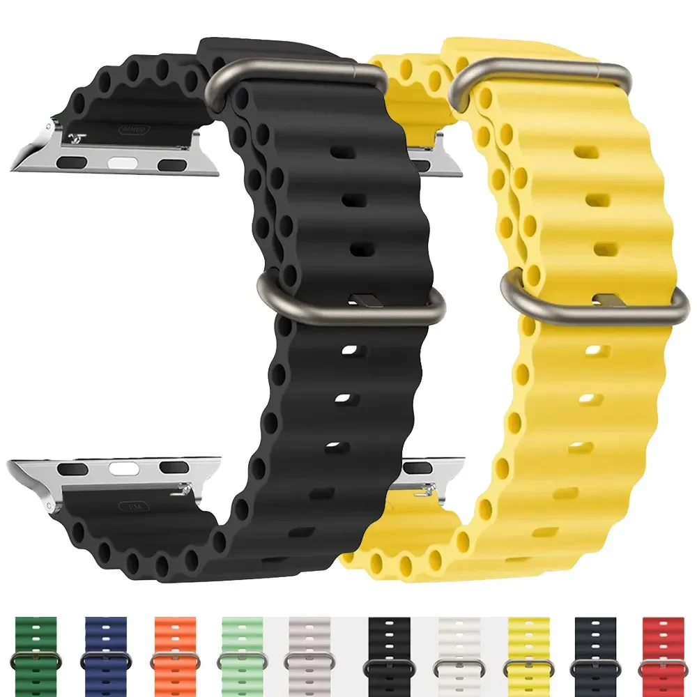 애플 워치용 스트랩 울트라 밴드, 49mm, 44mm, 45mm, 41mm, 40mm, 38mm, 44 45mm, 1:1 오리지널 오션 벨트, iWatch 시리즈 9, 8, 7 se 밴드