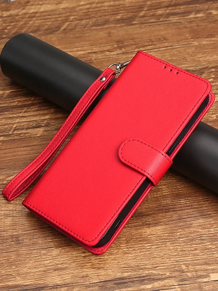 Luxurious Flip Cover Wallet Phone Case with Card Slot & Hand Strap - Faux Leather Protective Case