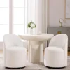 Dining Chair Set of 4 with 360° Rotation, Modern Upholstered Barrel Accent Chairs, Boucle Swivel Dining Chair 6
