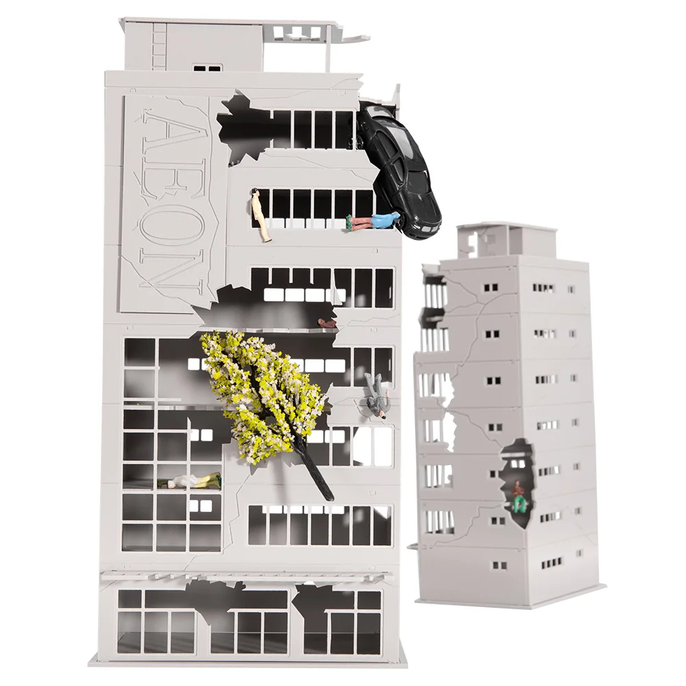 1:144 1:100 N Scale Battle Damaged AEON Building Destroyed House Battle Building ABS Plastic Model 4