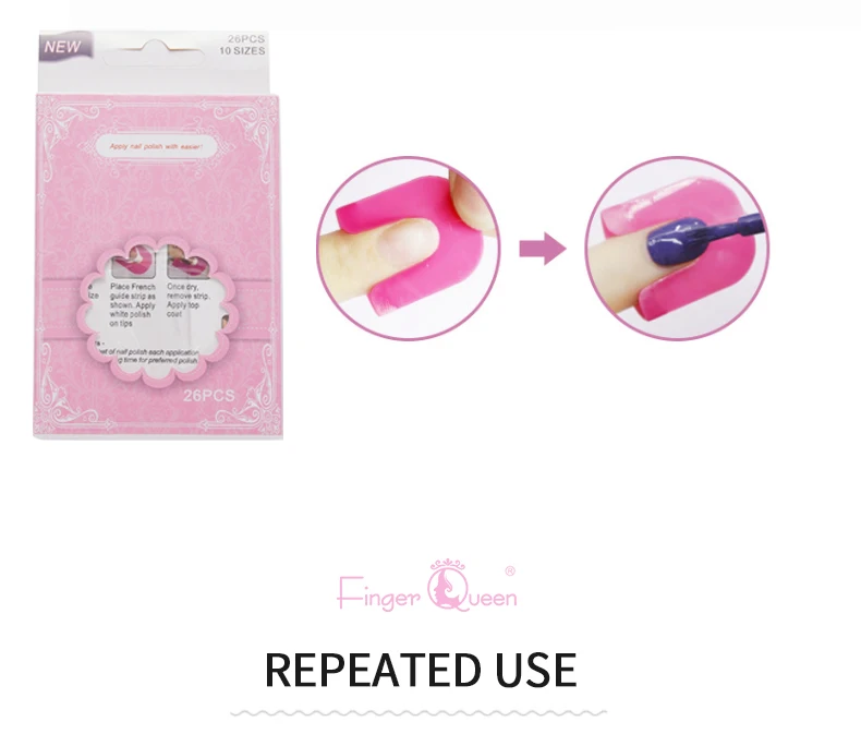 Description Picture 4 of item26pcs/set 10 Sizes Varnish Shield Nail Protector G Curve Shape French Stickers Manicure Finger Cover Spill-Proof Nail Art Tools