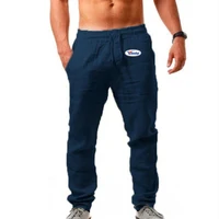 Winning Boxing 2024 New Men's Spring and Autumn Hot Sale Breathable Simplicity Solid Color Printing Cotton Linen Trousers 2