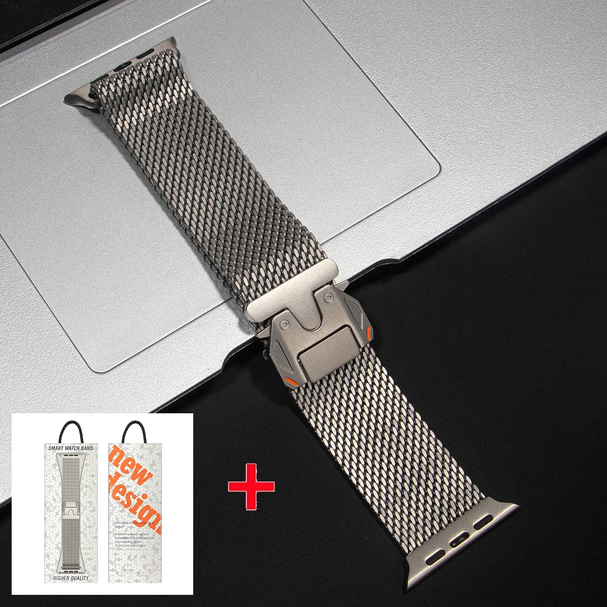 Titanium Milanese Parachute Buckle Watch Strap in Elegant Design
