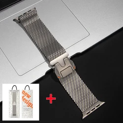 Titanium Milanese Parachute Buckle Watch Strap in Elegant Design - 42 44 45 46 49mm (Titanium color - box)