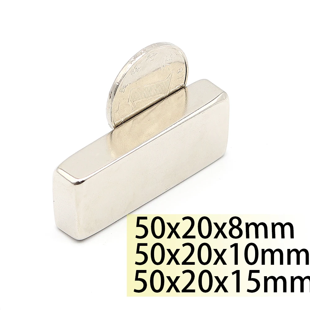 50x20x8 50x20x10 50x20x15 Rectangle Neodymium Bar block  Strong Magnets Rare Earth Magnets Small for Fridge Office Family Search