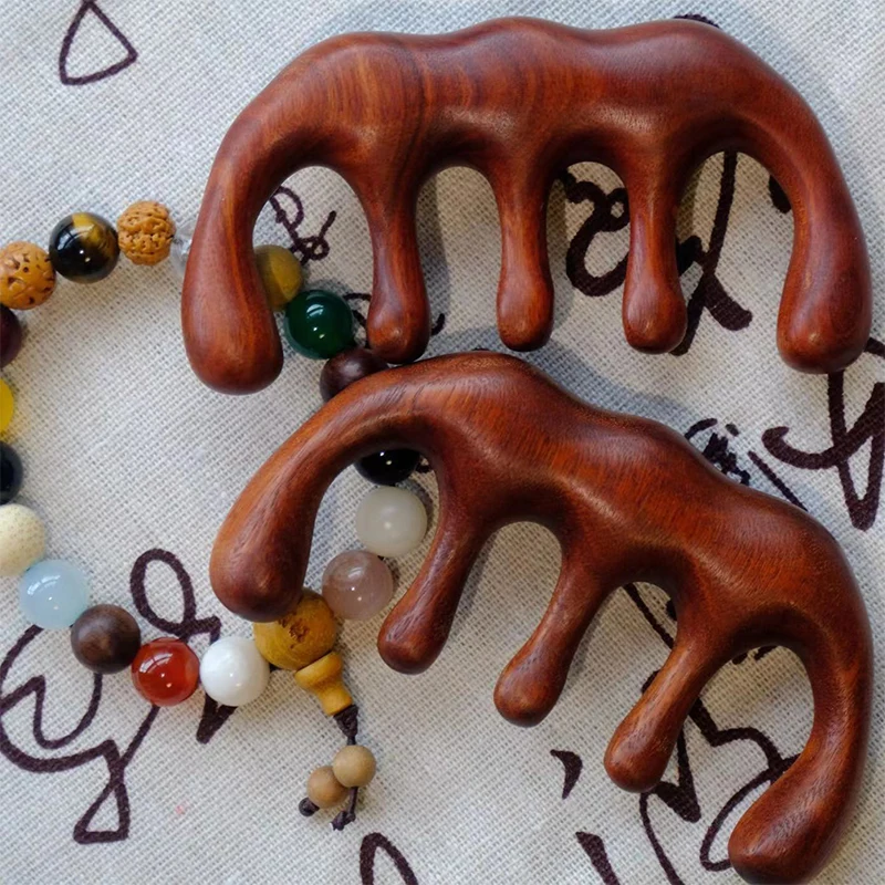 

Гребень для массажа из сандалового дерева с пятью широкими зубьями, физиотерапия, циркуляция крови, антистатические гладкие волосы