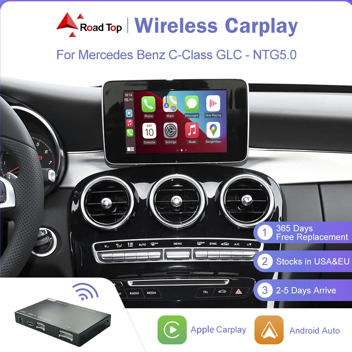 Road Top Wireless CarPlay Für Mercedes Benz C/GLC Klasse 2015-2018 - Android Auto