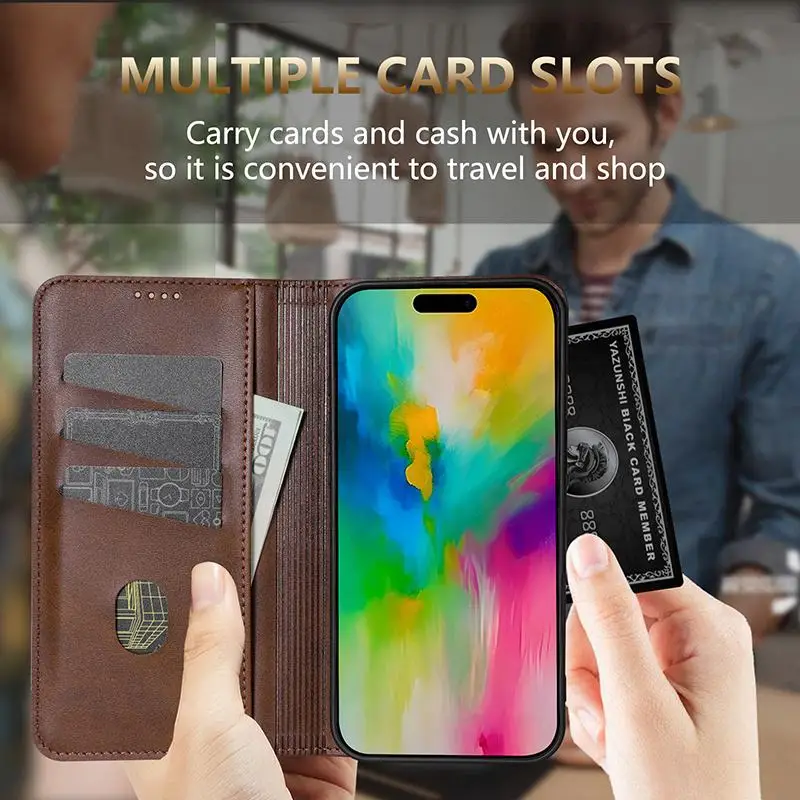 Leather Wallet Phone Cover - Luxurious Protection & Style