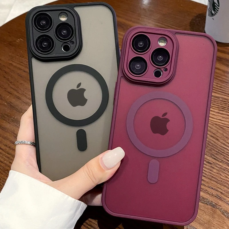 Sleek Translucent Magnetic Matte Case with Magsafe Wireless Charging and Shockproof Protection