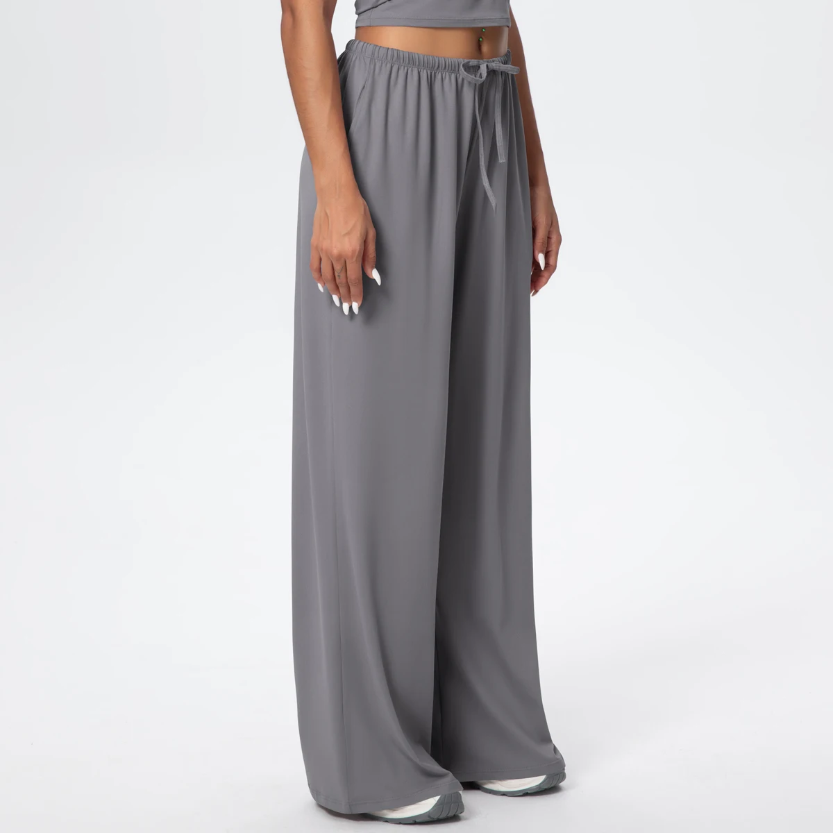 Breathable Solid Color Loose Yoga Pencil Pants Lifting Buttocks Sports Quick Drying Wide Leg Pants With Pockets Gym Yoga Pants