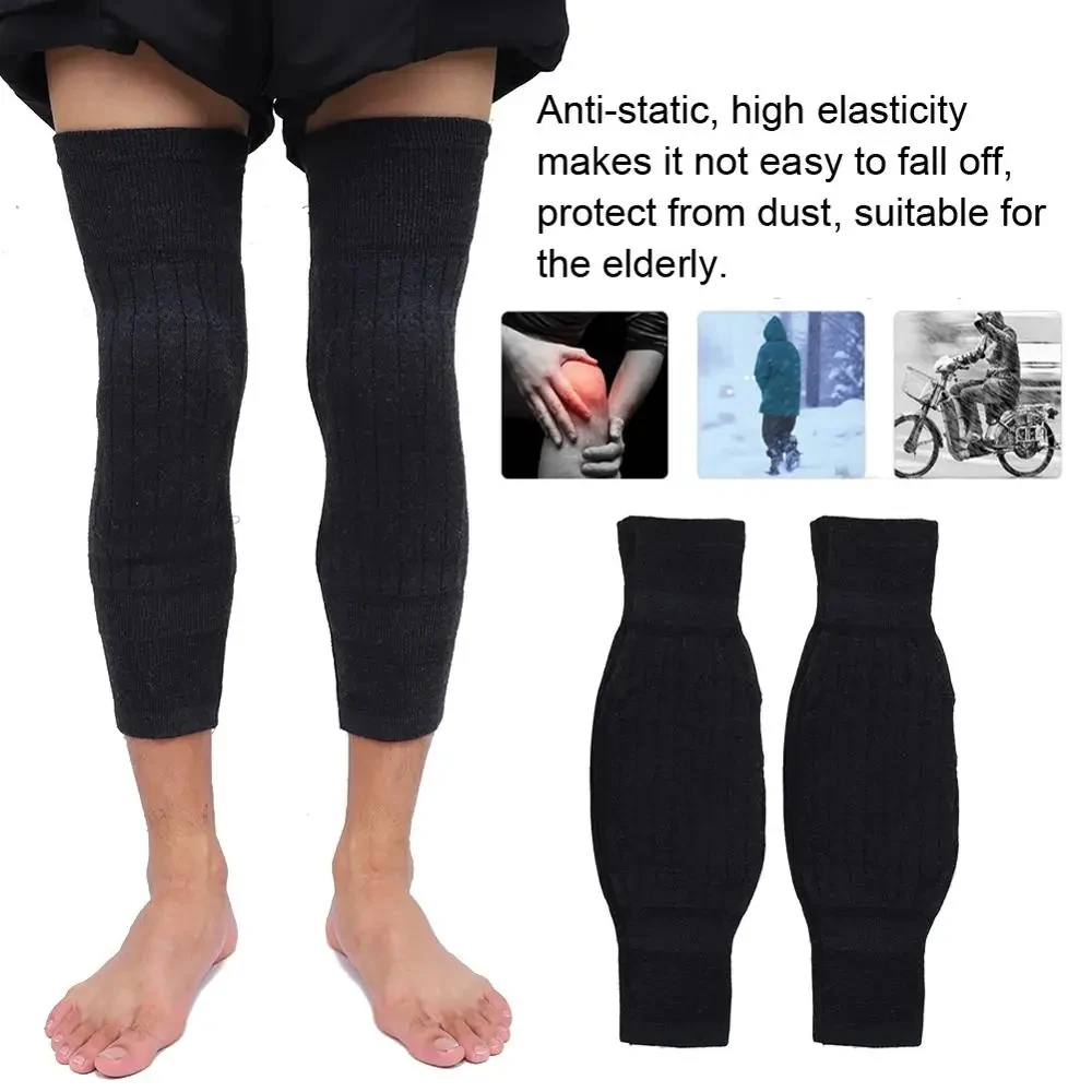 Knee pad Knee support Knee support sleeve Knee brace Knee wraps Knee patch 1Pair Unisex Cashmere Wool Knee Brace Pads Winter Warm Thermal Knee Warmers Thicken Lengthen Breathable Elastic Knees Sleeves