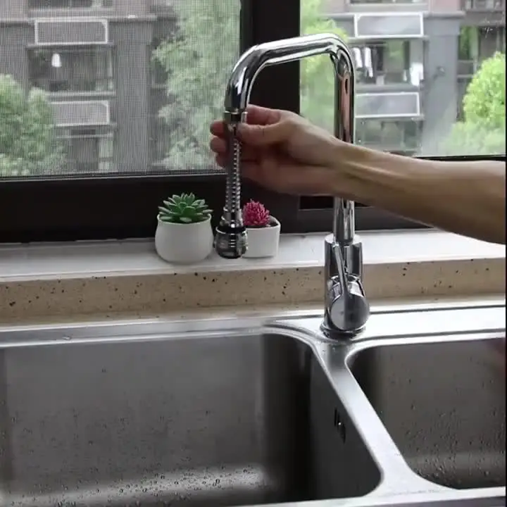 Torneira de cozinha de aço inoxidável, dispositivo de economia de água, alongamento rotativo, à prova de respingos, extensor de spray, borbulhador