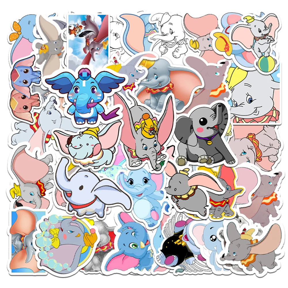 

10/30/50pcs Disney Cute Cartoon Dumbo Stickers Decal Kids Toy DIY Scrapbook Diary Phone Laptop Waterproof Kawaii Sticker Packs