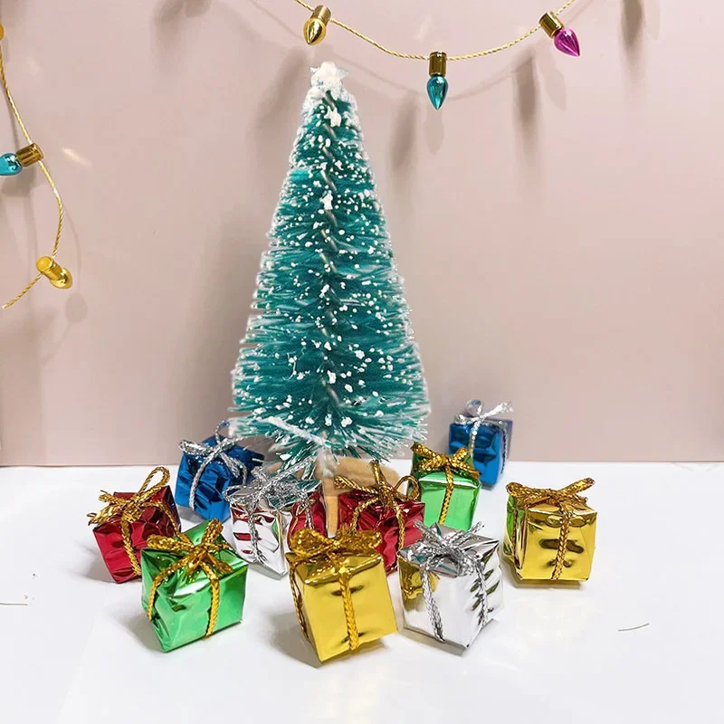 12 Piece DIY Mini Christmas Tree Sisal Silk Cedar - Desktop Decoration Small Christmas Tree 2025 Xmas New Year Navidad Decor