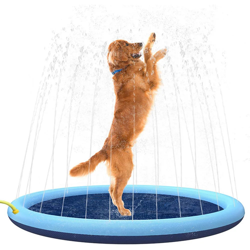100/170cm Summer Pet Swimming Pool Inflatable Water Sprinkler Pad Play Cooling Mat Outdoor Interactive Fountain Toy for Dogs