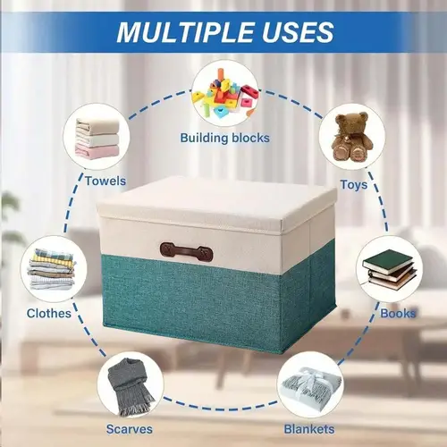 S/M/L/XL Foldable Linen Storage Boxes with Handle Wardrobe Organizer 1pc Basket Space Saving Cube Drawer Bin for Home Camping - Image 3
