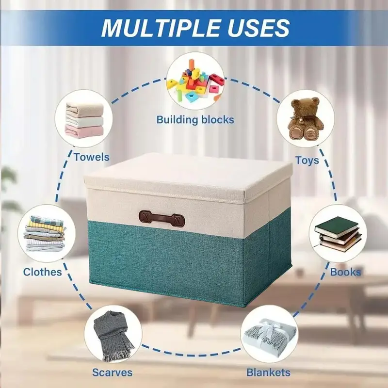 S/M/L/XL Foldable Linen Storage Boxes with Handle Wardrobe Organizer 1pc Basket Space Saving Cube Drawer Bin for Home Camping - Image 3