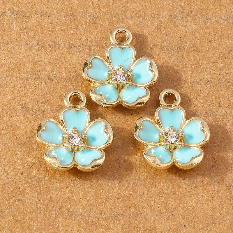 10 Stück Niedliche Emaille-Blumen-Anhänger für Schmuckherstellung Halsketten Ohrringe Armbänder DIY Zubehör – Detail 5