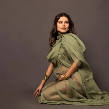 Maternity Photography Gown Flowy Chiffon Elegant Pregnant Women Maxi Dress For Photo Shoot Baby Shower Photography Props