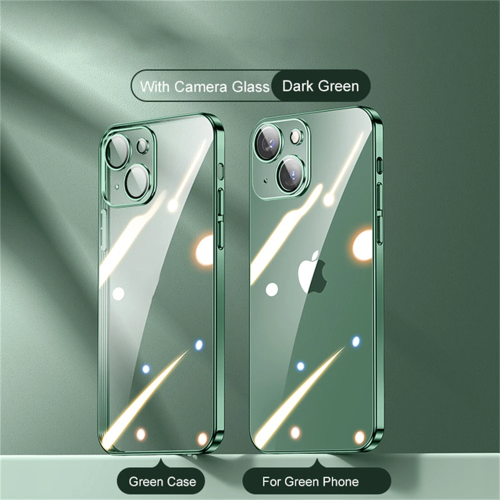 thumbnail image 1 of Funda transparente con revestimiento de borde cuadrado para iPhone 16, 15, 14 Plus, 13 Mini, 12, 11 Pro Max, X, XR, XS, funda protectora de silicona suave, 1 of 5