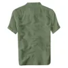 Men's Summer Shirts Plus Size Short Sleeve Lapel Breathable Cotton Linen Tees Top Solid Color Retro Beach Baisc Male Clothing 2