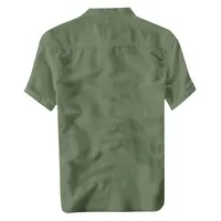 Men's Summer Shirts Plus Size Short Sleeve Lapel Breathable Cotton Linen Tees Top Solid Color Retro Beach Baisc Male Clothing 2
