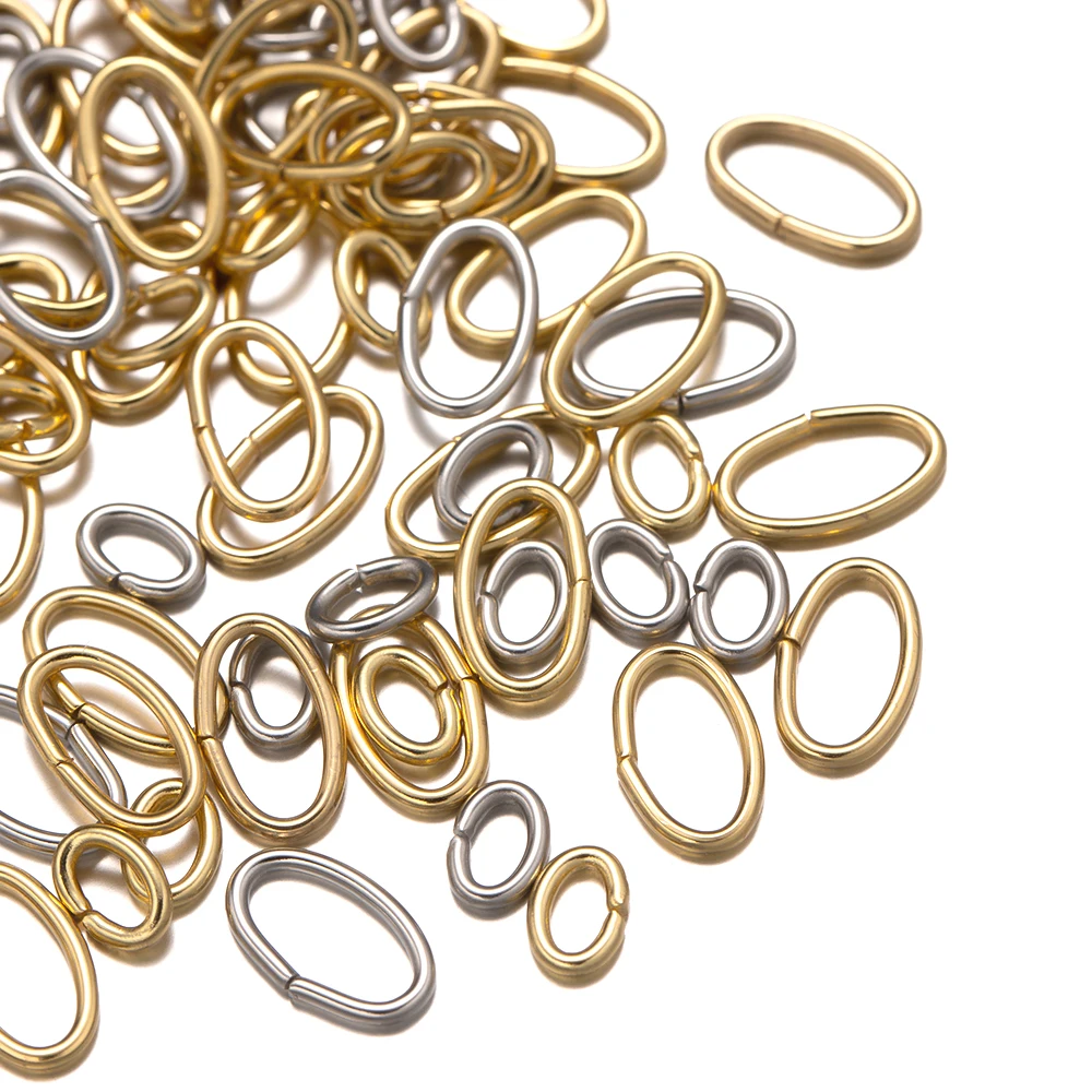 50 Stück Edelstahl oval Split Jump Open Rings Steck verbinder für DIY Armbänder Halsketten Kette Schmuck Ergebnisse machen Lieferungen – Detail 1