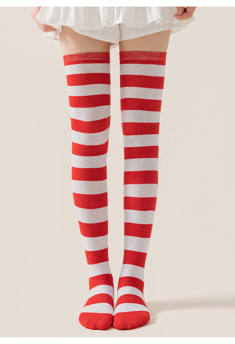 Sport Fuzzy Athletic Crew Kleid Langarm Gestreift Solide Polyester-Baumwolle Oberschenkelhohe Socke COSPLAY Anime Girl B7W248 – Detail 8