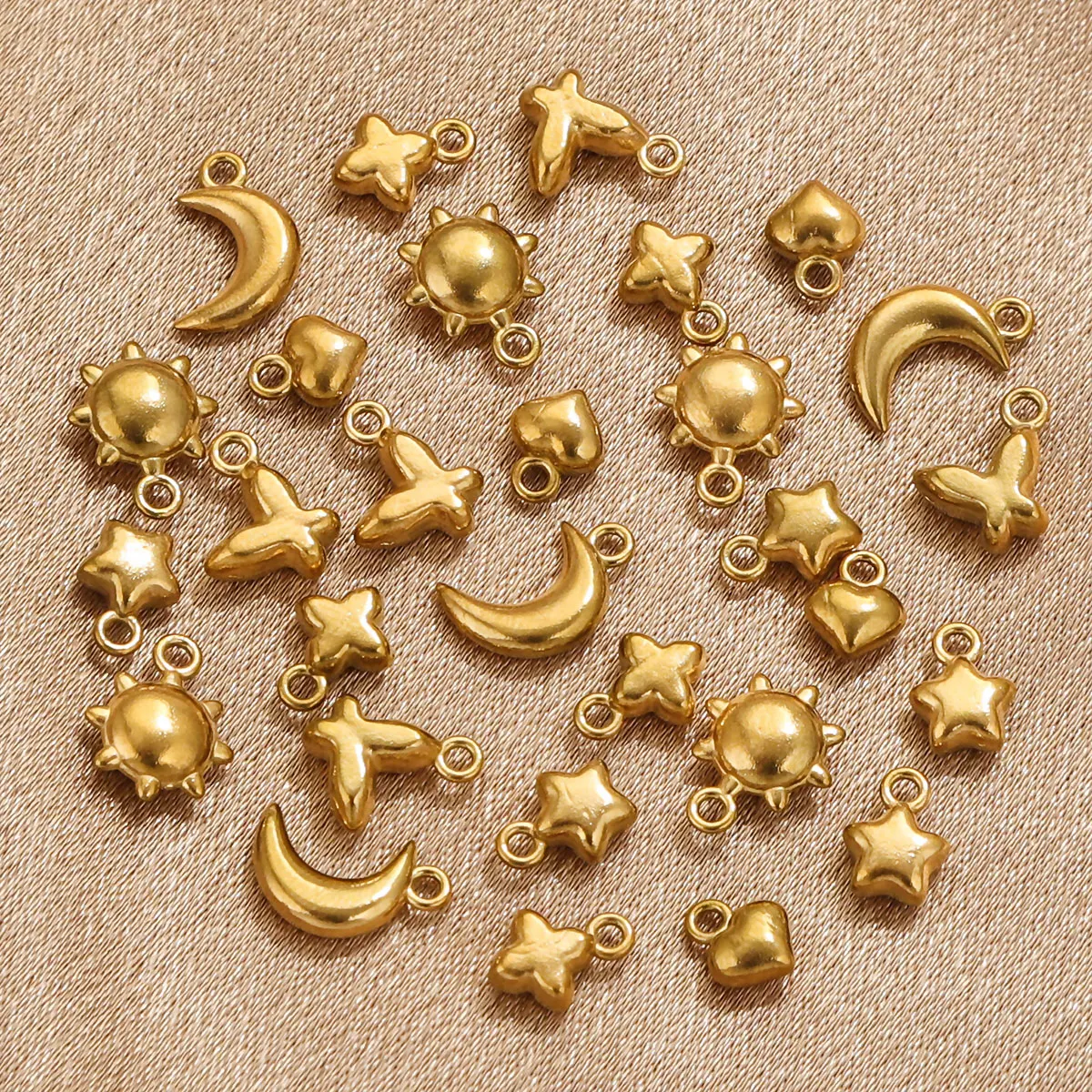 20PCS Stainless Steel Star Moon Butterfly Solid Pendant DIY