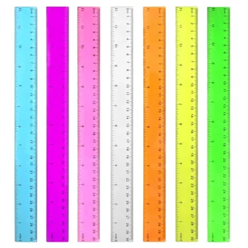 Colorful Transparent Plastic Ruler , Children's School Ruler, Assorted Colors, Transparent Ruler, 7 Pack School Ruler 1