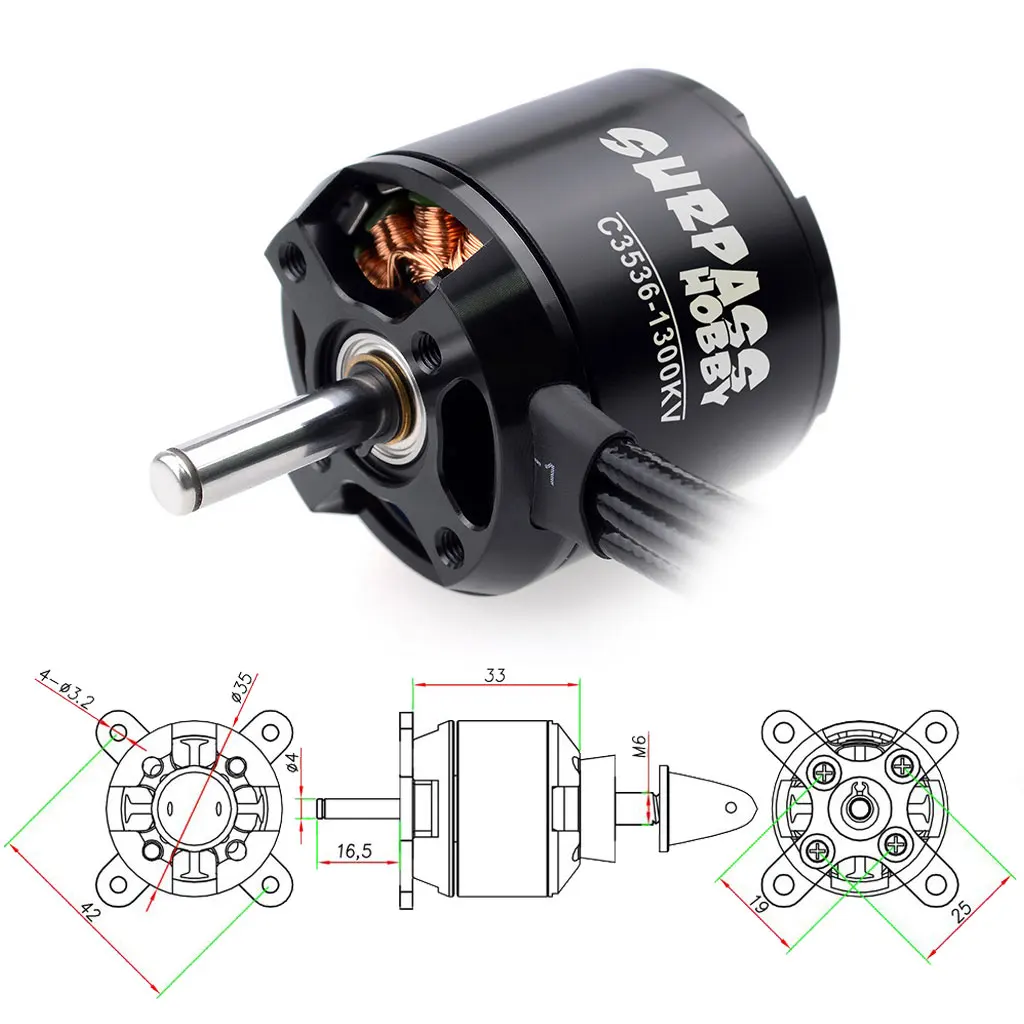 S2de1f3dc155b4af492e37ab5b87e8d9fY Surpass Hobby 2822 2830 3530 3542 3548 4250 4260 5055 5065 6345 Brushless Motor for RC Fixed-wing FPV Drone Quadcopter Airplane