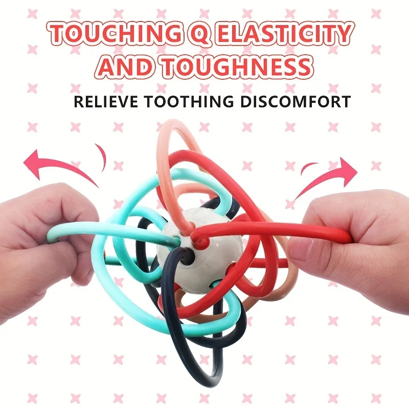 Baby Grasping Ball Toy Baby hand grasping ball baby Manhattan ball teeth glue rattle hand holding soft glue used to grasp and bite training puzzle