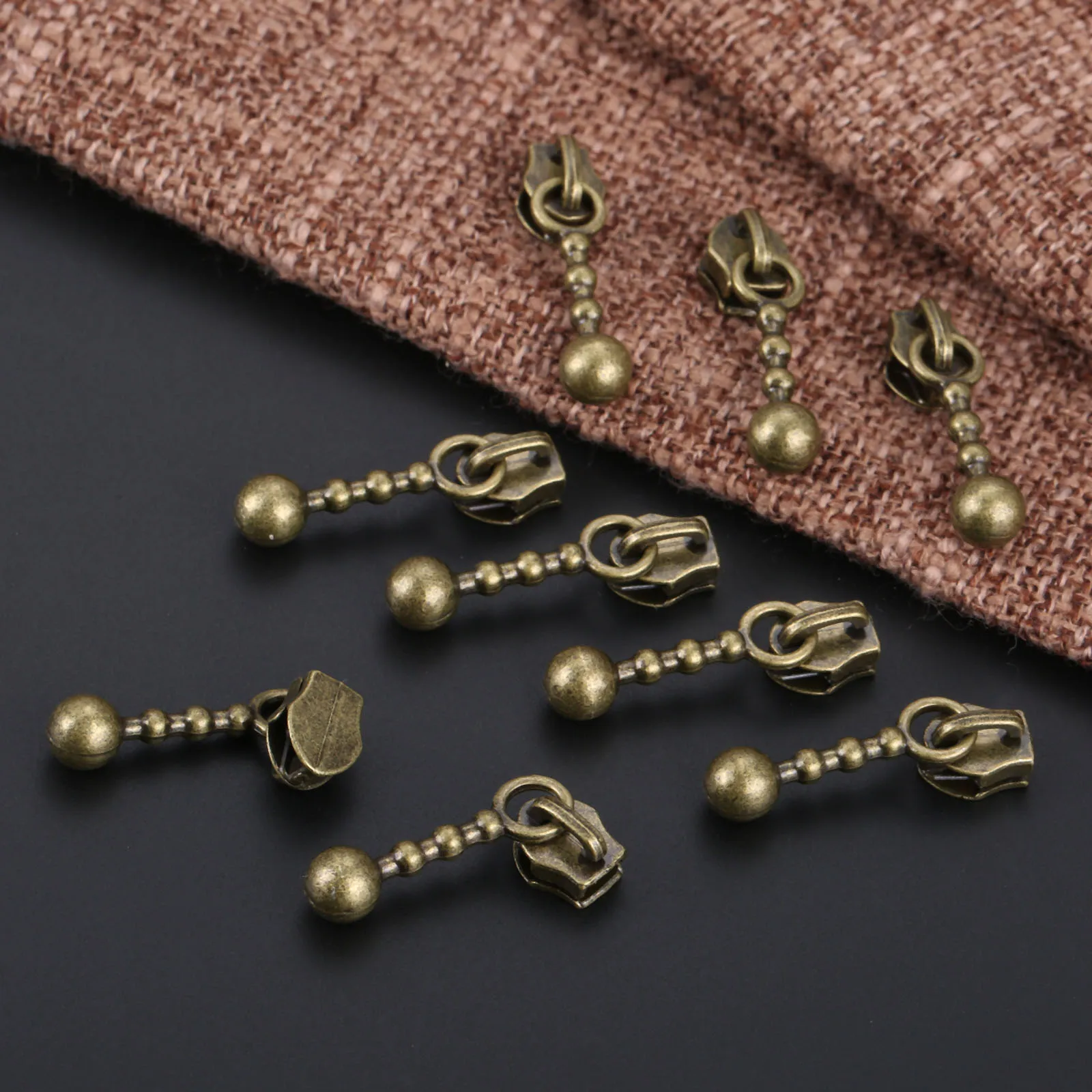 20Pcs Vintage metal Zipper Sliders Antique Bronze 21mm Zipper Repair Craft Sewing Supplies Accessories DIY Craft