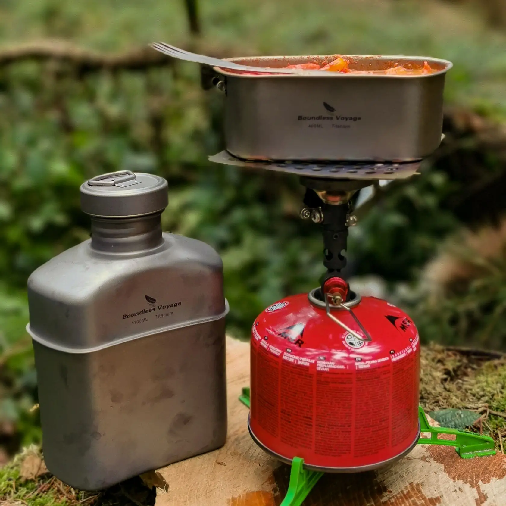 Boundless Voyage Titanium Military Canteen Cups Set Camping Cookware Outdoor 1100ml Bottle 750ml Pot 400ml Pan Cooking Kit